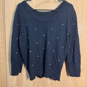 Ann Taylor Black Studded Sweatshirt luxurious size XL